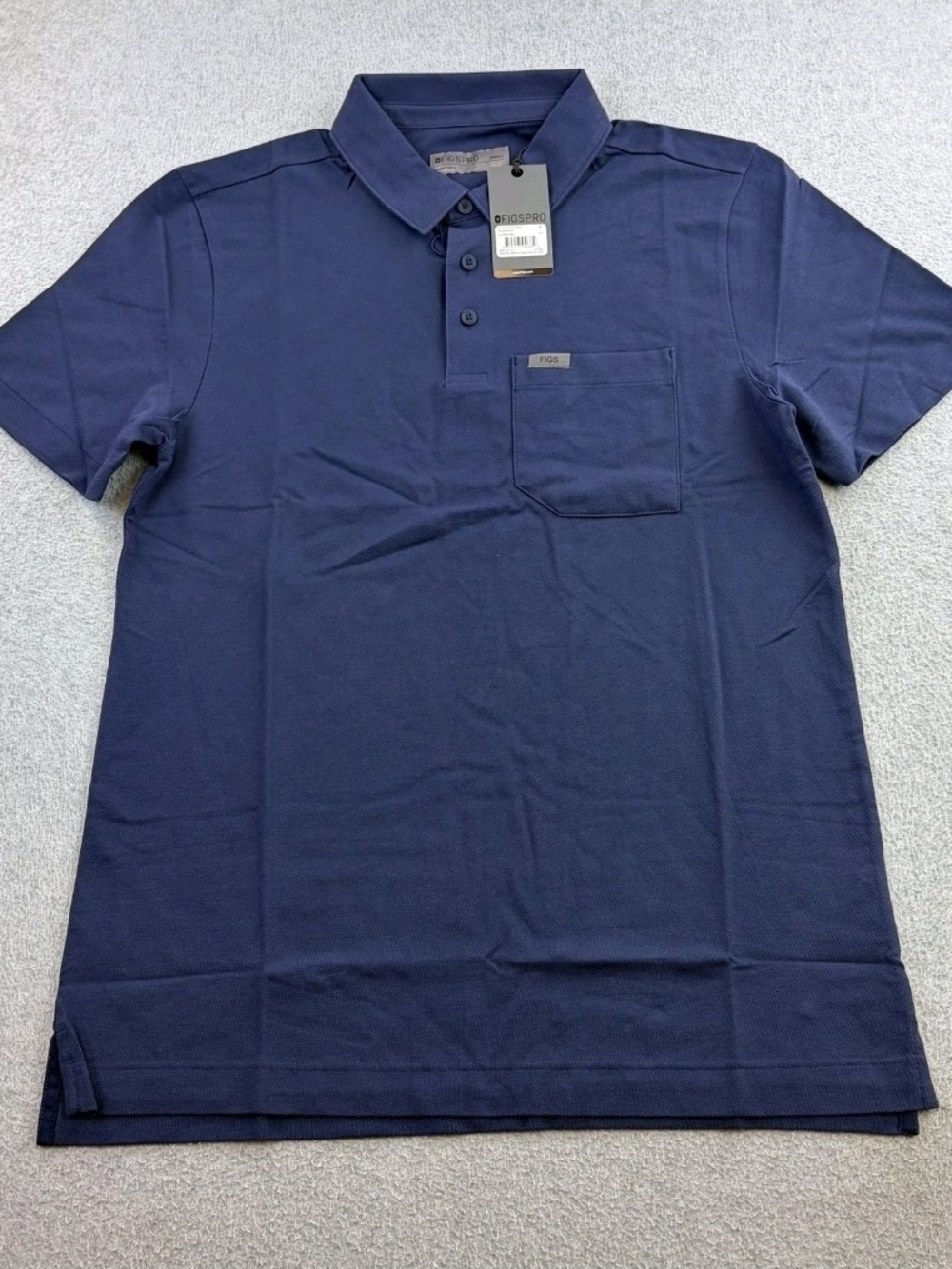 Figs Men's Navy Short-Sleeve Polo with Chest Pocket